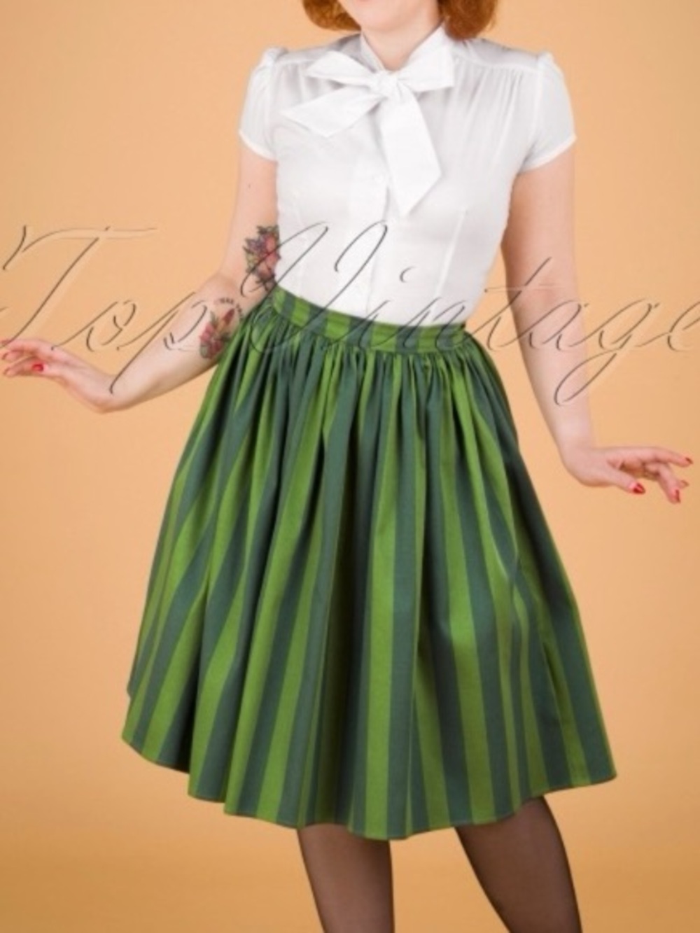 2X Collectif Mainline Jasmine Garden Stripes Swing Skirt